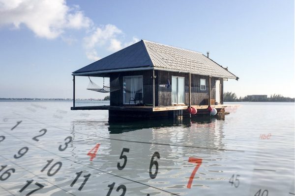 Isla con casa en una semana flotante